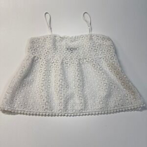 Express Women's Size Medium White Eyelet Lace Cami Tank Top‎  Boho Festival